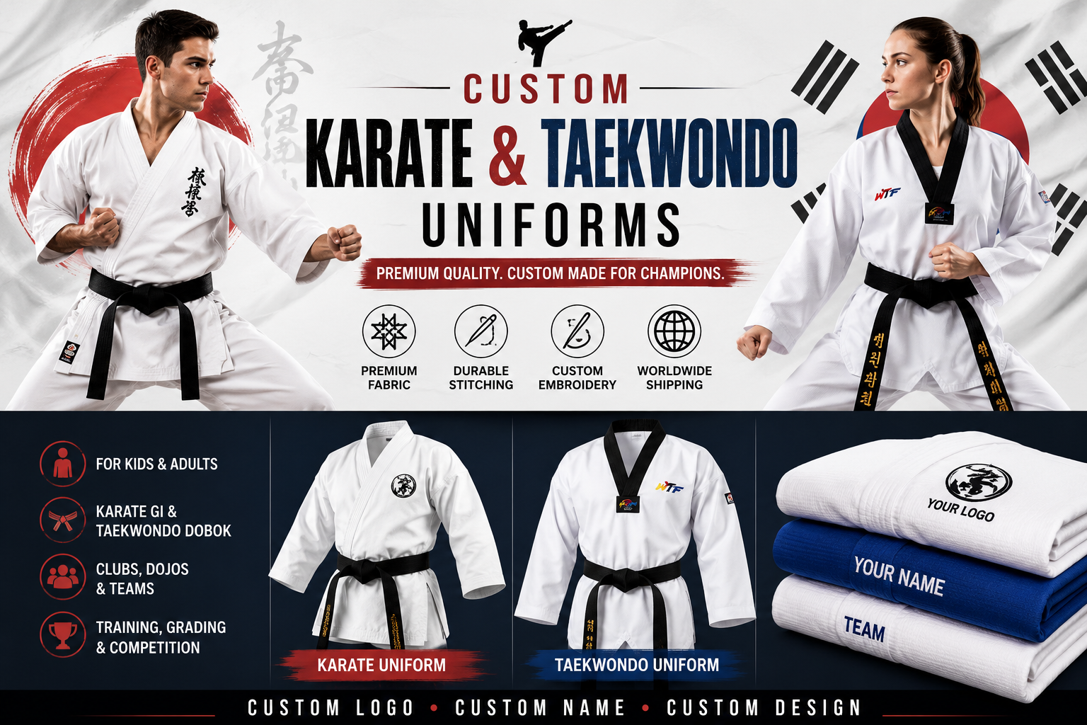 Custom BJJ Gi, Karate & Taekwondo Uniforms | Premium Martial Arts Gi & Dobok