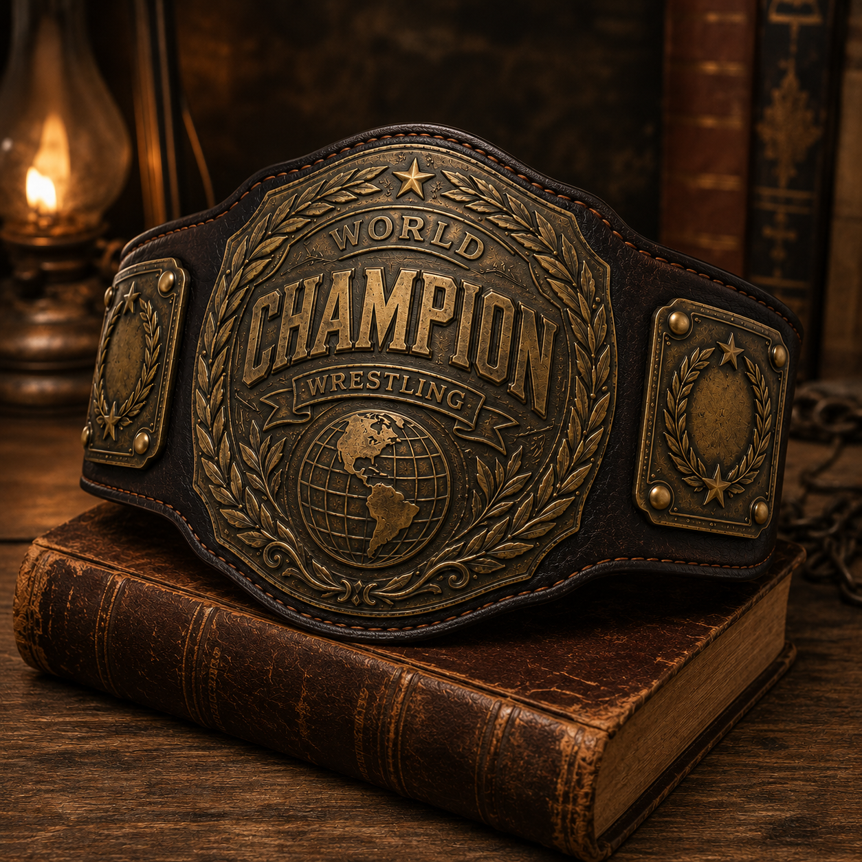 Antique Bronze Custom Championship Belt | Vintage Personalized Wrestling Title Belt | Levix