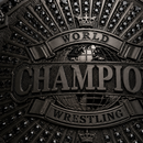Metallic emblem with 'World Champion Wrestling' text and globe design.