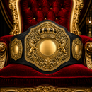 Decorative belt with intricate designs on a red and gold throne-like chair.