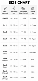 size chart for karate taekwondo