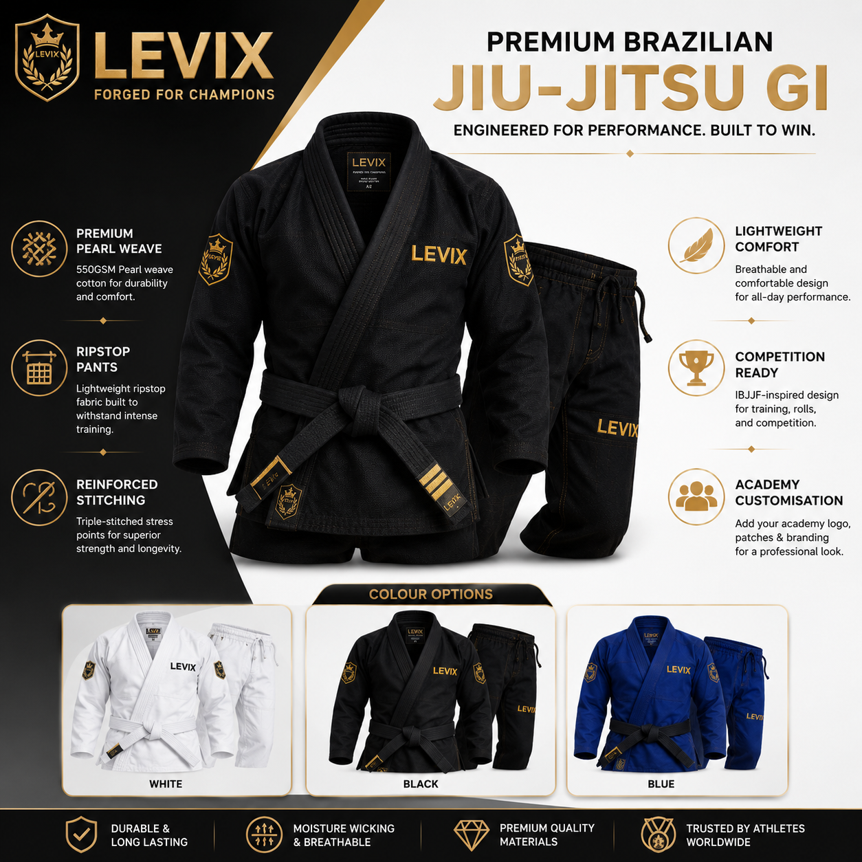 BJJ Gi UK | Premium Brazilian Jiu-Jitsu Uniform | LEVIX