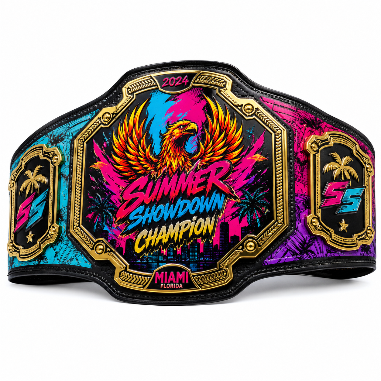 graphic colored neon championship belt