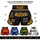Custom Retro Muay Thai Shorts | Vintage Thai Boxing Fight Shorts | Levix